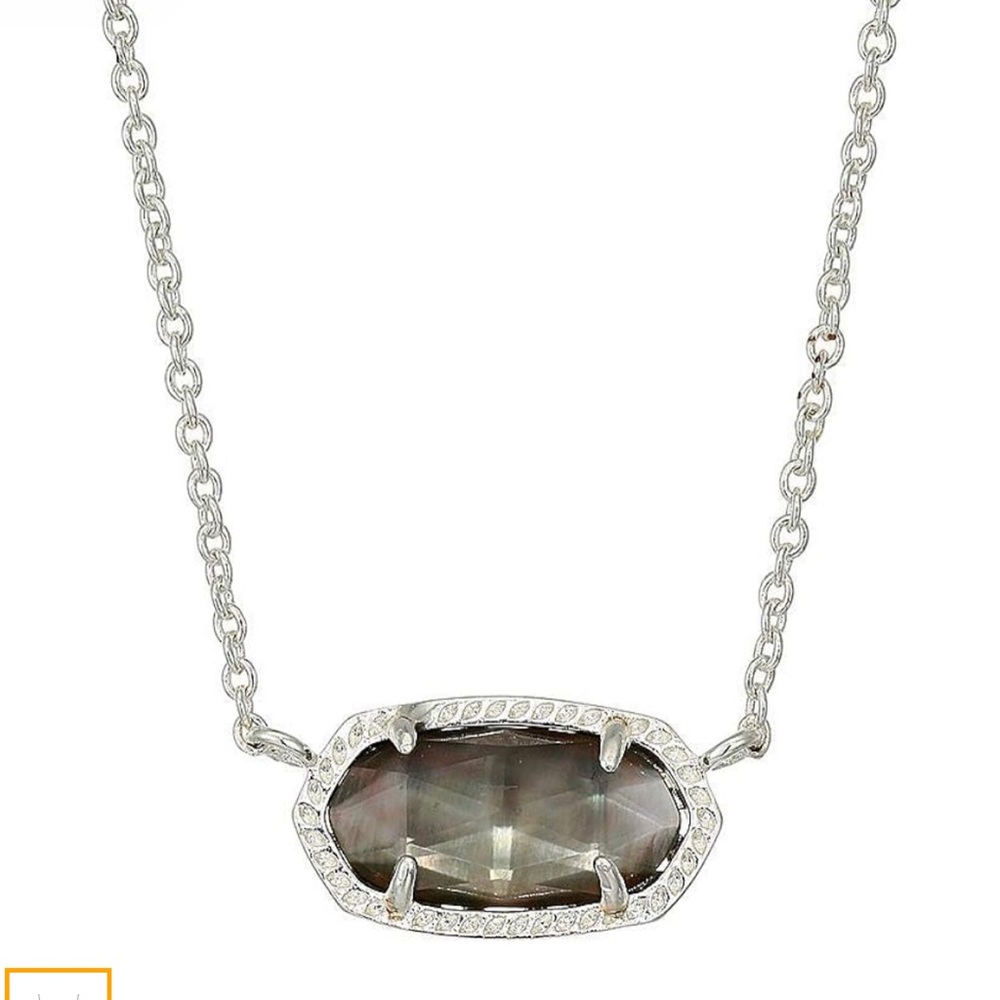 Kendra Scott | Elisa Silver Pendant Necklace in Black Mother of Pearl